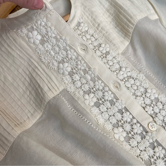 Cream Cotton-Silk Button Down by COLDWATER CREEK - Picture 3 of 10